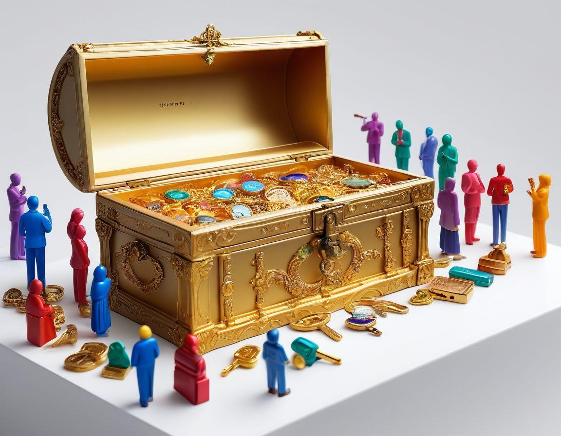A vibrant illustration of a golden key unlocking a treasure chest overflowing with colorful icons representing various membership benefits like discounts, networking, and special events. In the background, a diverse group of enthusiastic members watches in awe, symbolizing community engagement and support. Add a bright, inviting color palette to evoke excitement and opportunity. super-realistic. vibrant colors. white background.